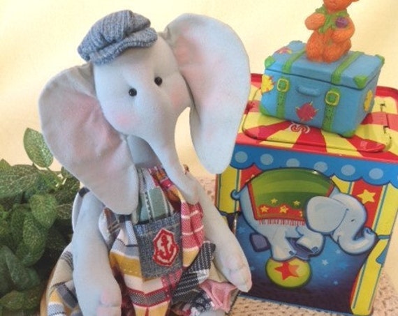 Baby Elephant - Mailed Cloth Doll Pattern Baby Boy Elephant Sewing Pattern