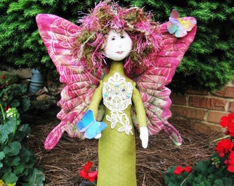 Butterfly Fairy - Mailed Cloth Doll Pattern 18in Butterfly Princess Free Standing Stump Doll Pattern