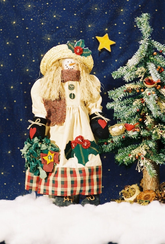 Holly - Cloth Doll E-Pattern- 21in Cute Holiday Snowgirl Epattern