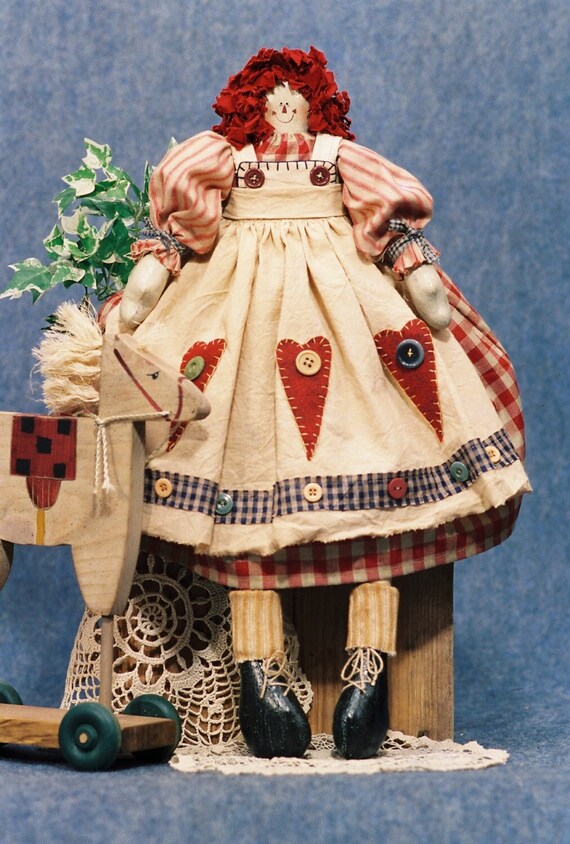 Annie - Cloth Doll E-Pattern - 23in Raggedy Ann Doll E-pattern