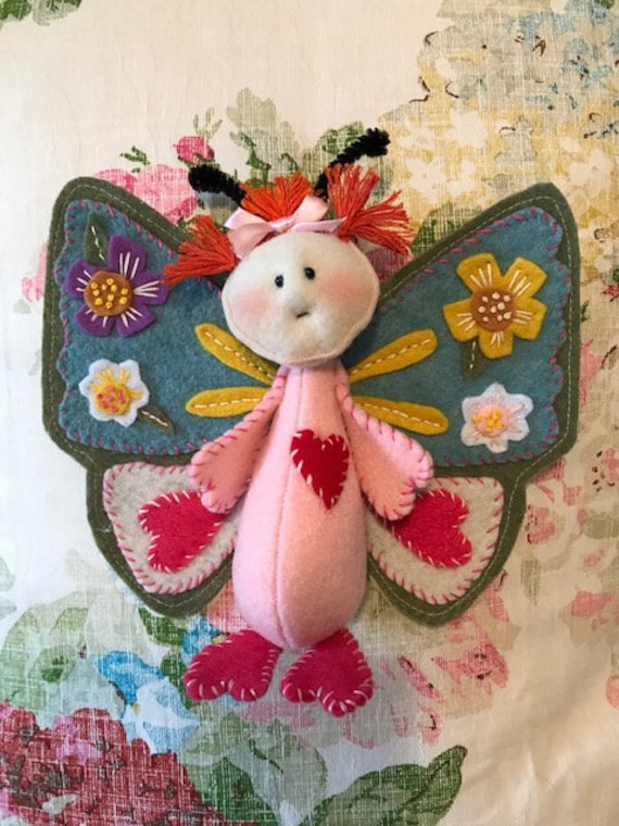 Cloth Doll Epattern Little Felt Applique Butterfly Digital Pattern