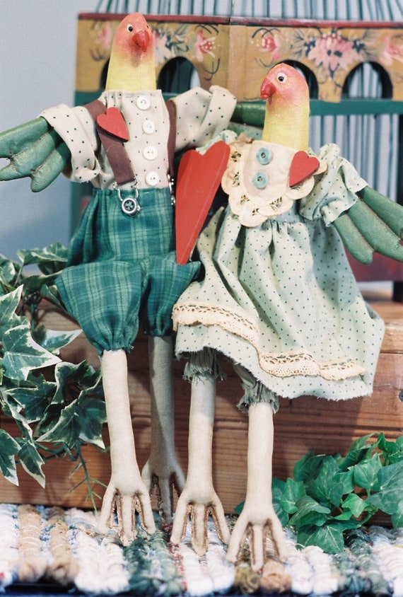 Love Birds - Cloth Doll 16" birds epattern