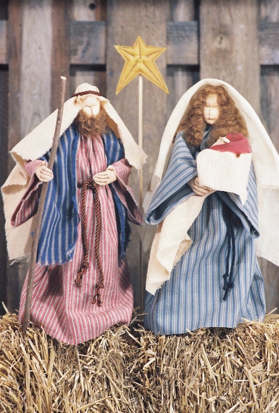 Love is Born - Mailed Cloth Doll Pattern - Christmas Nativity Free Standing Stump Dolls