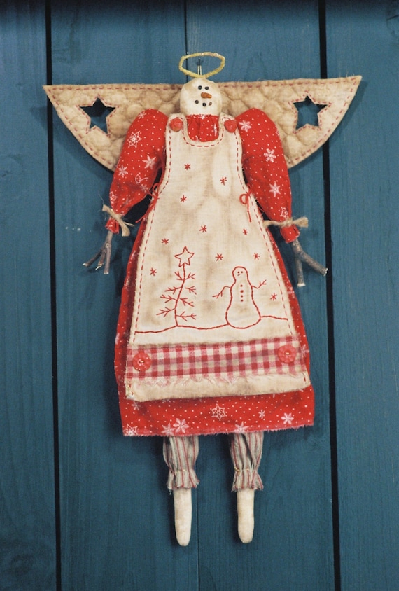 Snow Angel - Mailed Cloth Doll Pattern  19in Country Primitive Holiday Angel