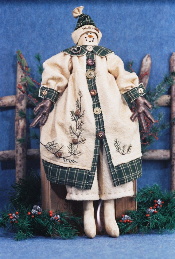 Crystal - Mailed Cloth Doll Pattern- 25in Christmas Snowgirl Doll