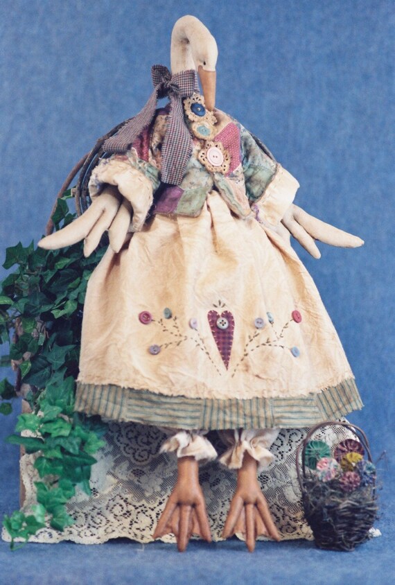 Gandering in the Garden - Mailed Cloth Doll Pattern - 26in Country Goose Bird Animal pattern