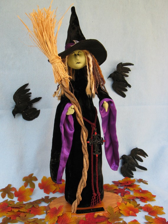 Luna - Cloth Doll E-Pattern  A Beautiful yet Scary Halloween Witch Free Standing Stump Doll