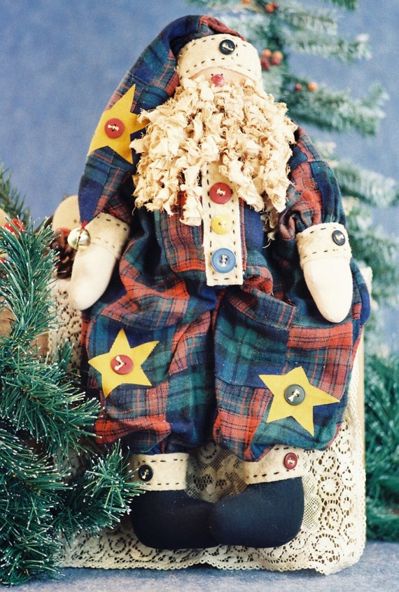 Buttons - Cloth Doll E-Patterns - 19in Folk Art Christmas Santa