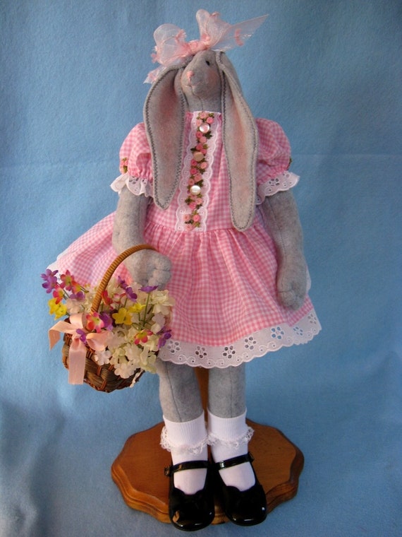 April - Cloth Doll E-Pattern 19inch Springtime Girl Easter Bunny Rabbit