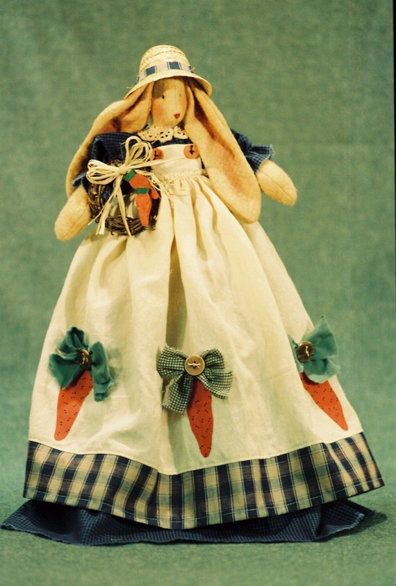 Corynn - Cloth Doll E-Pattern- Country Girl Bunny Shelf Sitting doll Epattern