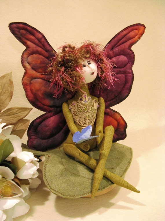 Amour Papillon - Mailed Cloth Doll Pattern 11 inch Fairy Butterfly Doll