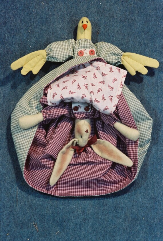 Bunny/Chick Topsy Turvy Dolls - Cloth Doll E-Pattern Bunny Rabbit and Chick topsy turvy doll