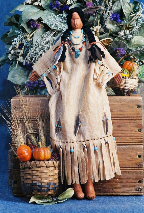 Indian Maiden - Cloth Doll E-Pattern - 20in Thanksgiving Indian Maiden