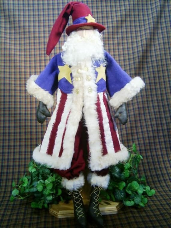 Uncle Sam Santa - Cloth Doll E-Pattern 25in Patriotic 4th of July Santa