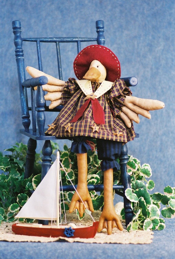 Just Ducky - Cloth Doll E-Pattern - 19in Cute Girl Duck Sailor Bird Doll Epattern