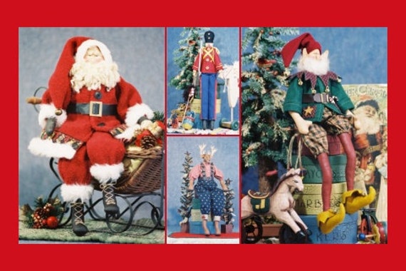 Cloth Doll E-Pattern Group Special Christmas Collection Santa, Toy Soldier, Elf, Reindeer