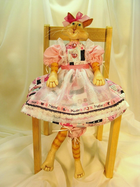 Lilly Cat - Cloth Doll E-Pattern - Beautiful Art Doll Cat E-pattern