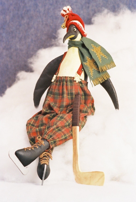 Willie - Cloth Doll E-Pattern -23in Ice Skating Hockey Penguin Epattern