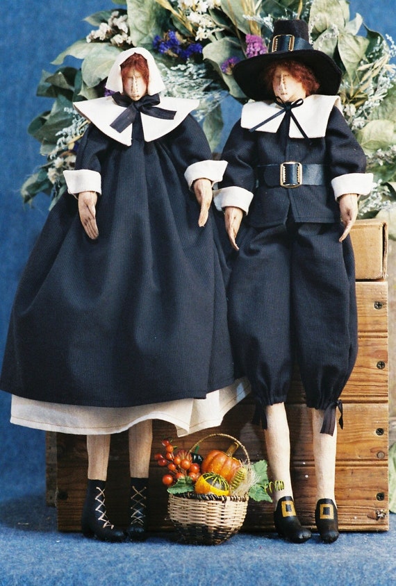 Give Thanks - Cloth Doll E-Pattern Traditional Thanksgiving Pilgrim Couple