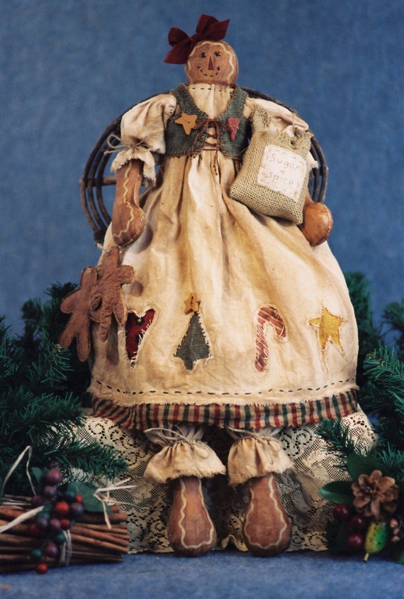 Just An Old Cookie - Mailed Cloth Doll Pattern Primitive Holiday Gingerbread Doll