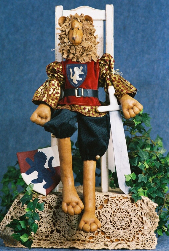 Richard the Lion Heart - Cloth Doll E-Pattern - 24 inch Royal Lion King Animal epattern