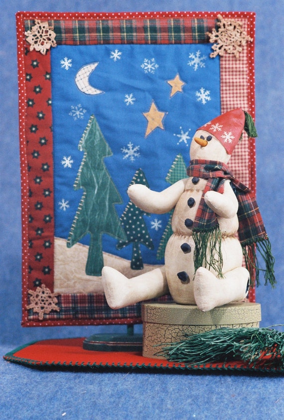 Icie - Mailed Cloth Doll Pattern Christmas Holiday Primitive Snowman & Quilt pattern