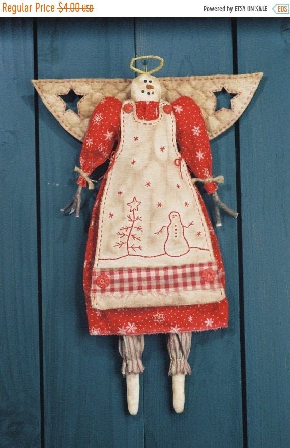 Snow Angel - Cloth Doll E-Pattern 19in Country-primitive Holiday Girl Snow Angel