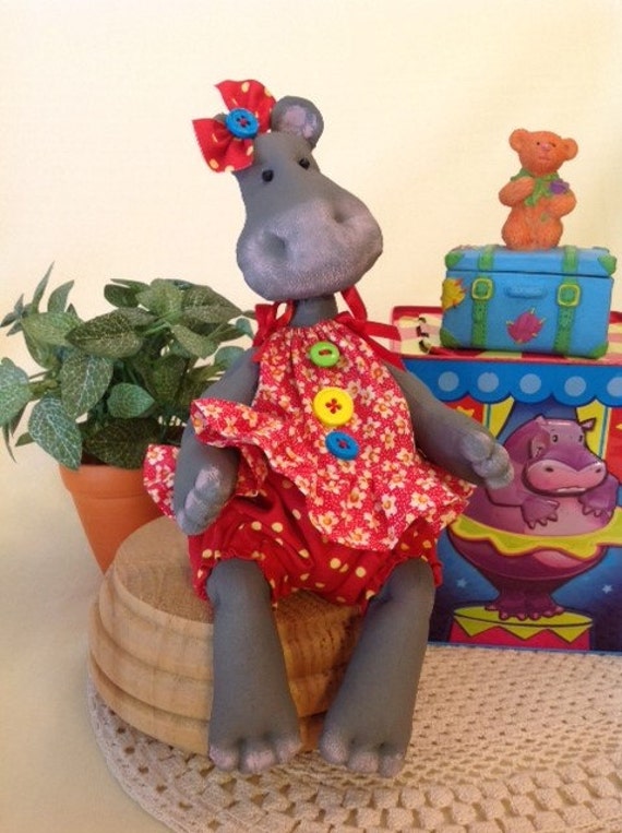 Baby Hippo - Cloth Doll E-Pattern Little Girl Hippo sewing pattern