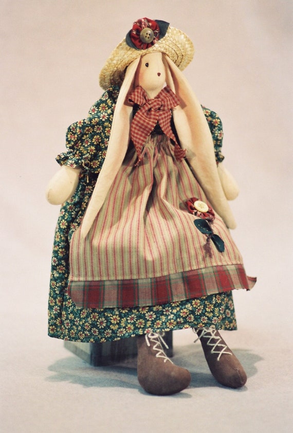 Brooke - Mailed Cloth Doll Pattern 16in Cute Country Girl Bunny Rabbit