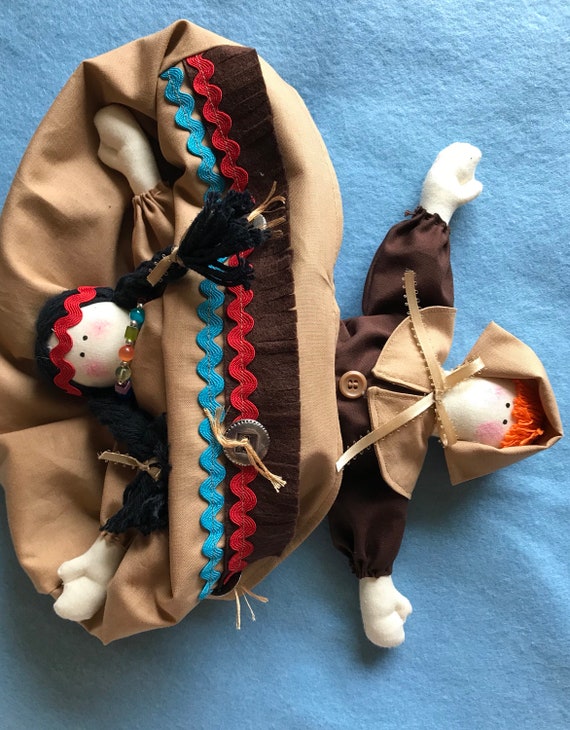 E-pattern Pilgrim & Indian Topsy Turvy Thanksgiving Cloth Doll