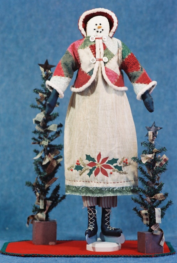 Crystabel - Cloth Doll E-Pattern- 22in Christmas Holiday Snowgirl  Doll