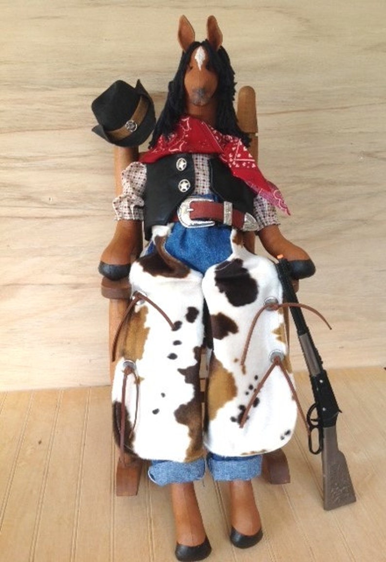 Buck Mailed Cloth Doll Pattern Western Dressed Cowboy Horse image 3