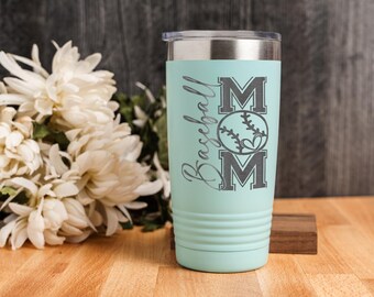 Baseball Mom 20oz Stainless Steel Tumbler, Insulated Travel Mug, Sports Fan Gift