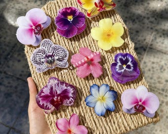 Orchid Flower Phone Grip, Pansy Shell Flower Magnetic Phone Grip Holder, Handmade Hibiscus Flower For Kindle Grip, Magsafe Accessorices