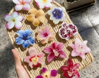 Uchwyt na telefon z kwiatem orchidei, magnetyczny uchwyt na telefon z kwiatem bratka, ręcznie robiony kwiat hibiskusa do uchwytu Kindle, akcesoria Magsafe