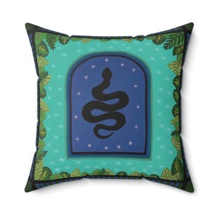 CELESTIAL SERPENT PiLLOW - 18x18 inch SNAKE Pillow - Witchcore Decor Cushion - Snake Protection Pillow, Witchy Vibes