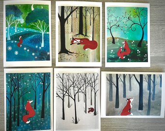 Set of 6 cards “Foxes”