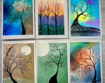 Set of 6 cards “Trees”