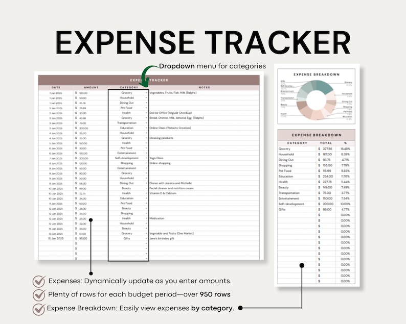Expense Tracker template Spending tracker Google Sheets