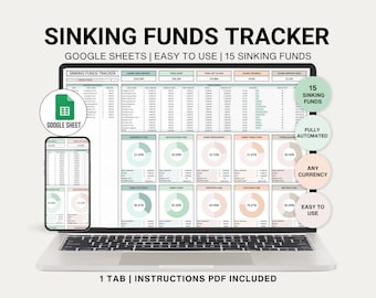 Sinking Funds Tracker Spreadsheet Template Savings Tracker Google Sheets Monthly Savings Budget Spreadsheet Savings Goal Planner Finance
