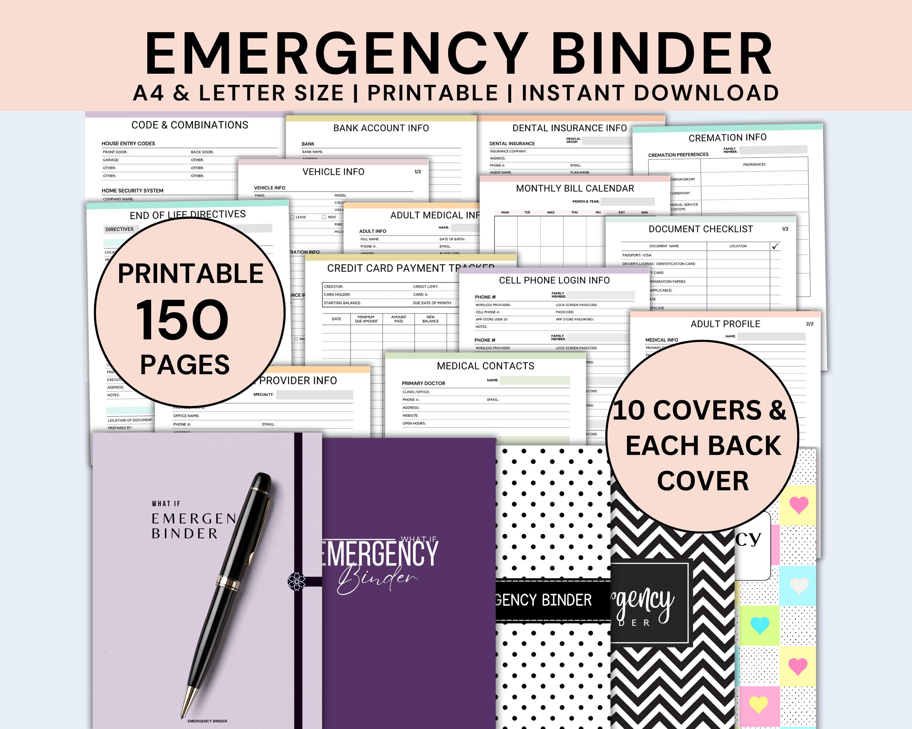 Emergency Binder Planner Printable, End of Life Planner Binder, What If ...