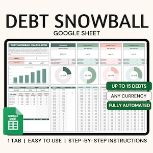 Debt Snowball Calculator Google Sheets Debt Tracker Spreadsheet Debt Payoff Planner Personal Finance Debt Payment Tracker Debt Repayment