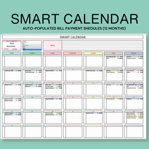 Smart bill calendar spreadsheet Google Sheets bill tracker monthly