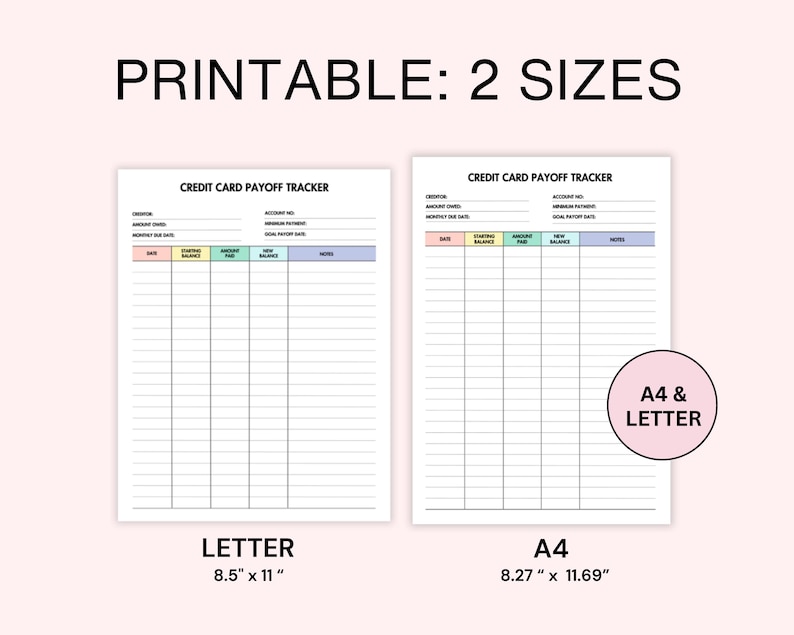 credit card debt payoff tracker printable debt repayment log printable pdf