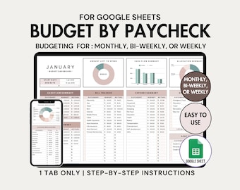 Planificateur de budget par chèque de paie Google Sheets Feuille de calcul budgétaire Chèque de paie hebdomadaire mensuel Suivi budgétaire Modèle de budgétisation bihebdomadaire Suivi des factures
