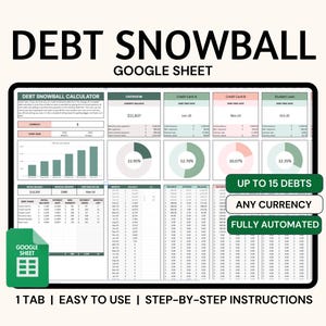 Debt Snowball Calculator Google Sheets Debt Tracker Spreadsheet Debt Payoff Planner Personal Finance Debt Payment Tracker Debt Repayment