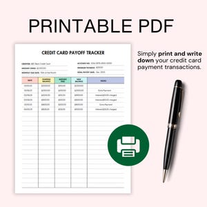 credit card payment tracker printable pdf debt tracker planner