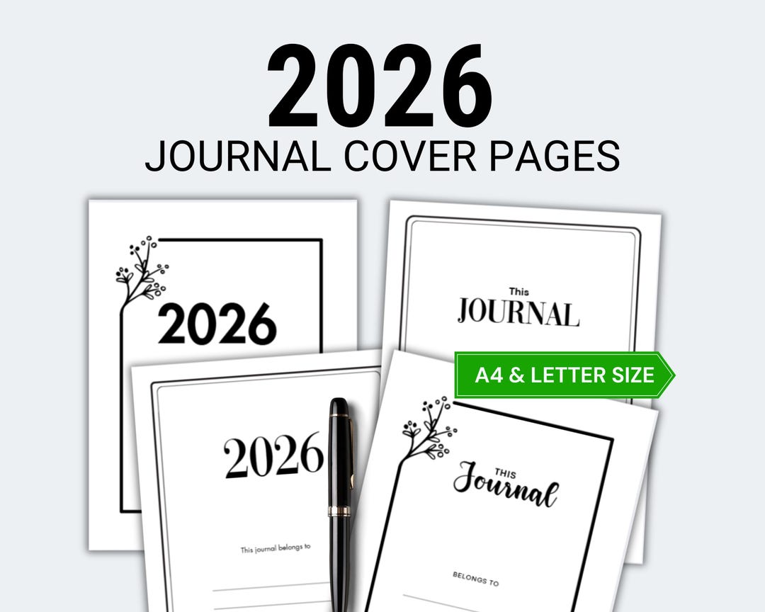 Journal Front Design Layout 2026 Journal Cover Design, Printable Planner Front Sheet, Instant ...