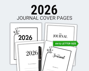 Couverture de journal 2026, page de garde imprimable, téléchargement immédiat au format PDF, appartient à la page