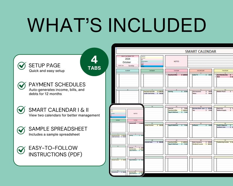 Smart Bill Calendar Google Sheets Template Monthly Bill Tracker